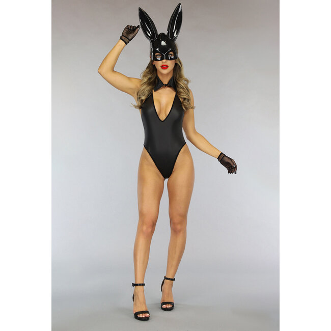 Sexy Bunny Kostüm in Lederoptik