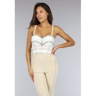 Weißes Glamour-Bustier