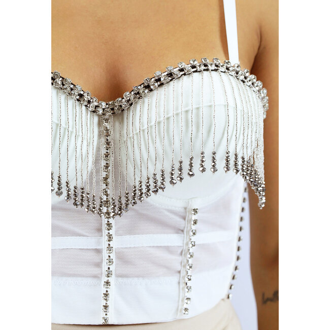 Weißes Push Up Glamour Bustier