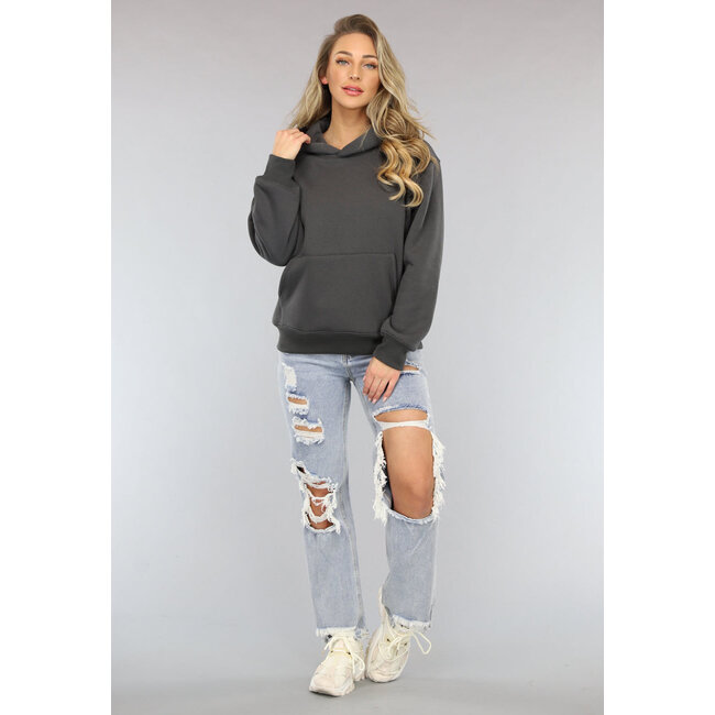 Basic Hoodie mit Teddyfutter in Anthrazit