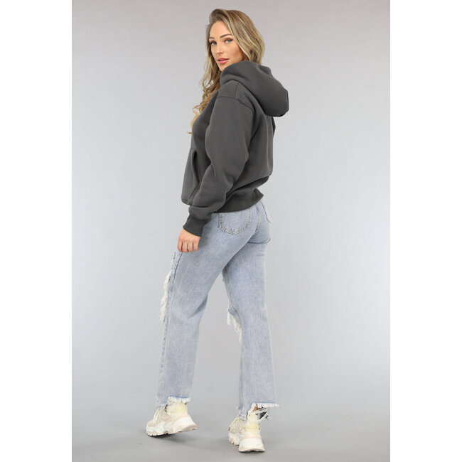 Basic Hoodie mit Teddyfutter in Anthrazit