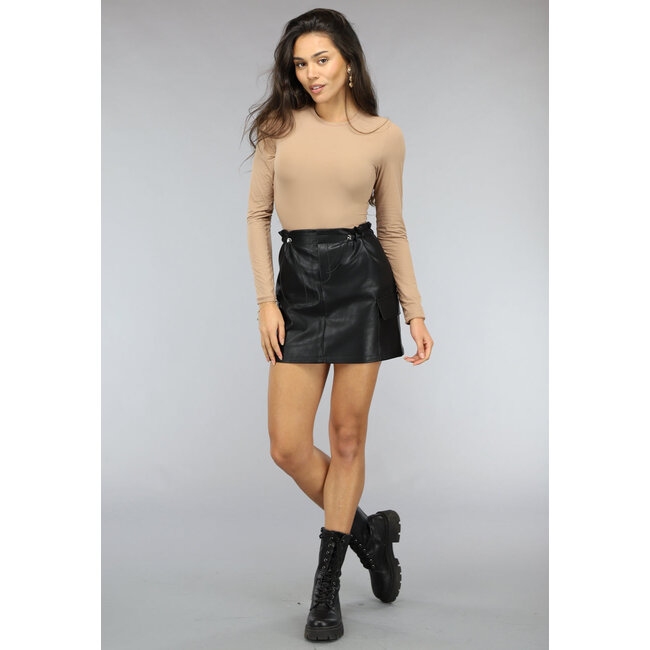 Glatter langärmeliger Bodysuit in Nude