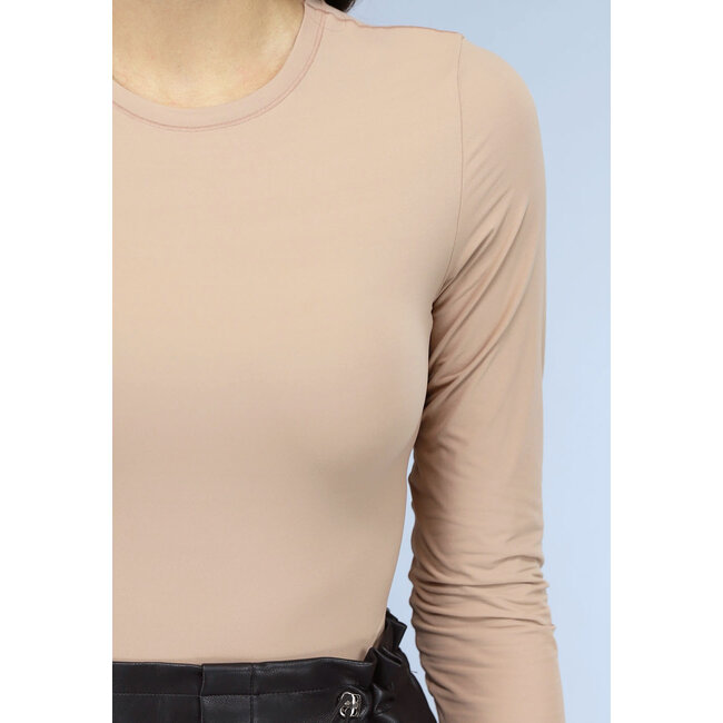 Glatter langärmeliger Bodysuit in Nude