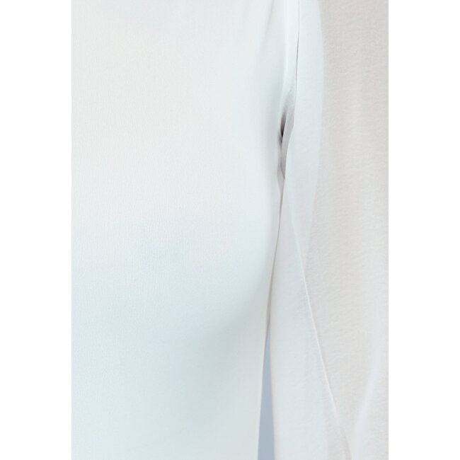Weißer Bodysuit mit langen Puffärmeln aus Chiffon