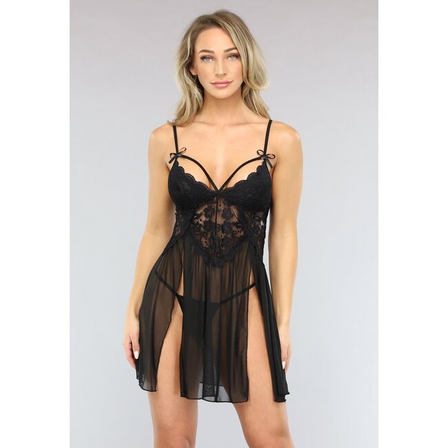 Schwarzes Babydoll-Dreieckskleid