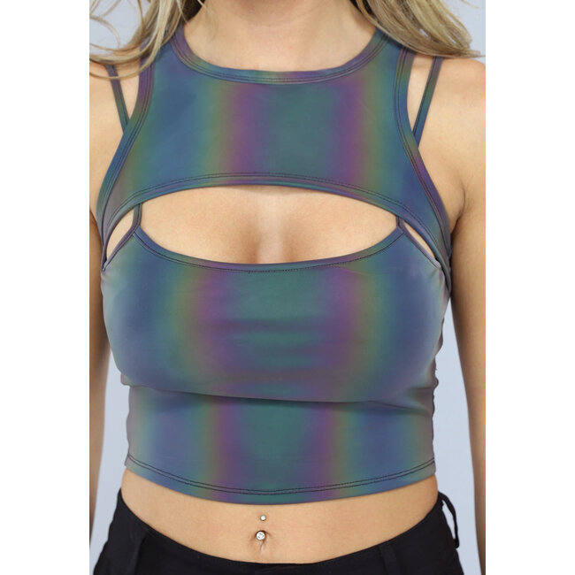 Reflektierendes Crop-Top mit Spaghetti-Trägern