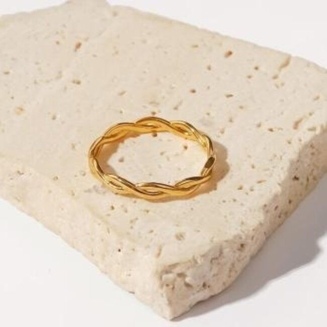 Edelstahl Gold Twist Ring