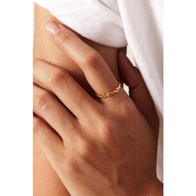 Edelstahl Gold Twist Ring