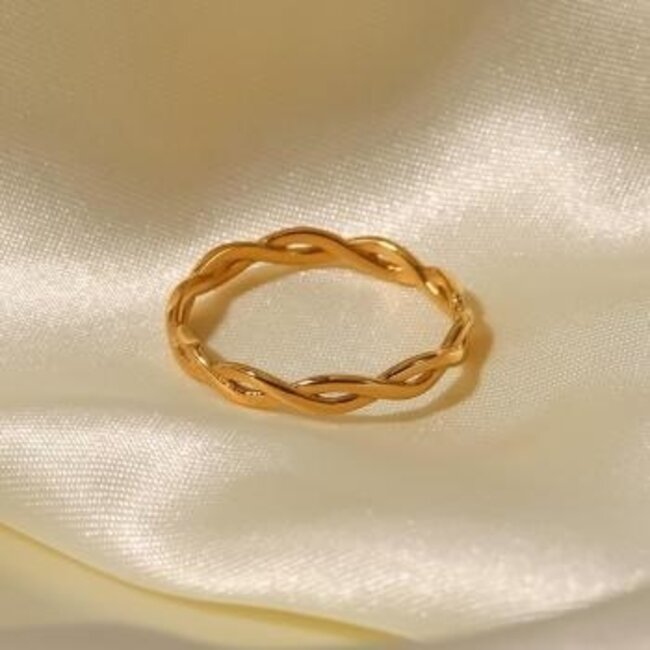 Edelstahl Gold Twist Ring