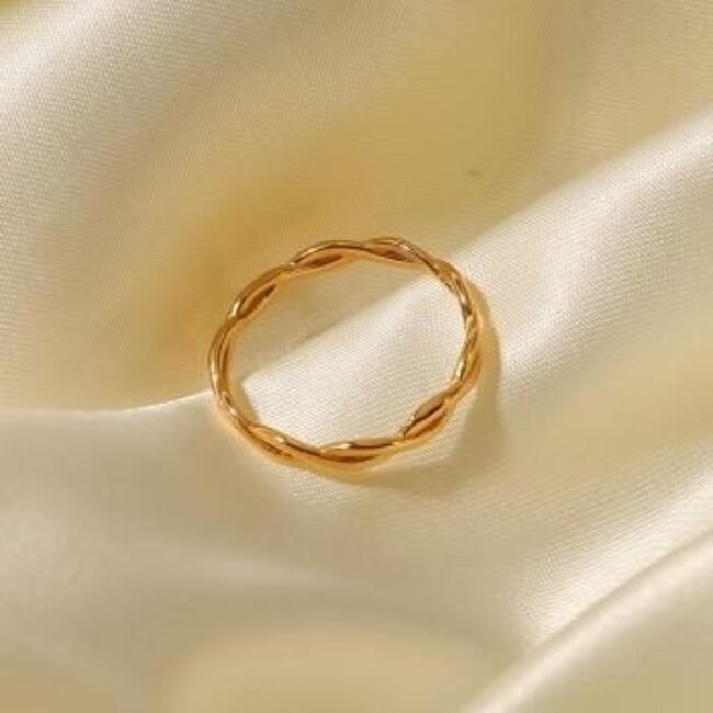 Edelstahl Gold Twist Ring