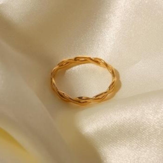 Edelstahl Gold Twist Ring