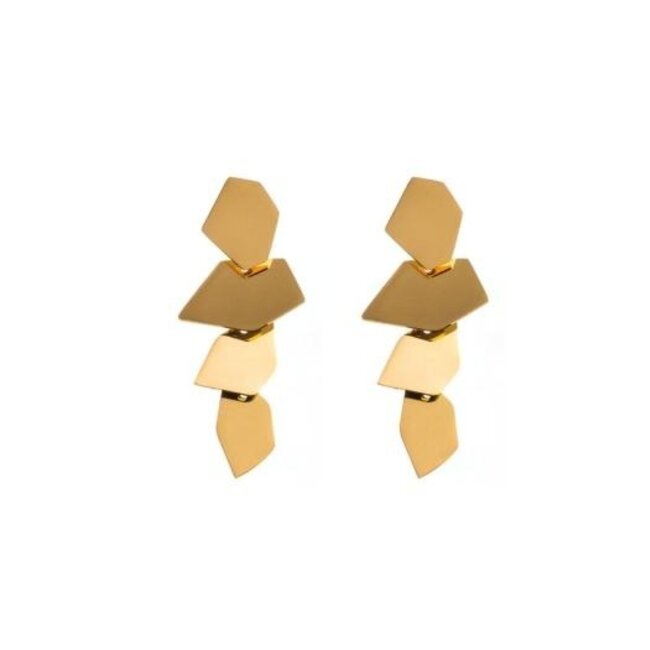 Gold-Edelstahl-Ohrringe mit organischen Formen