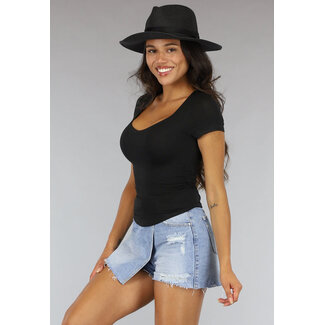Schwarzes Stretch-Crop-Top