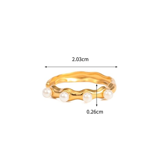 Gold Organic Ring mit Perlen