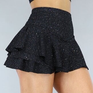 NEW3105 Glitter Galaxy Schwarz Skort