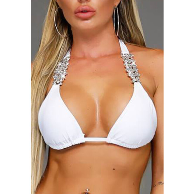 Sexy weißer Bikini mit Glitzerdetails - Oberteil