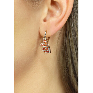 NEW1303 Orangefarbener Ohrring mit Charme-Herzen