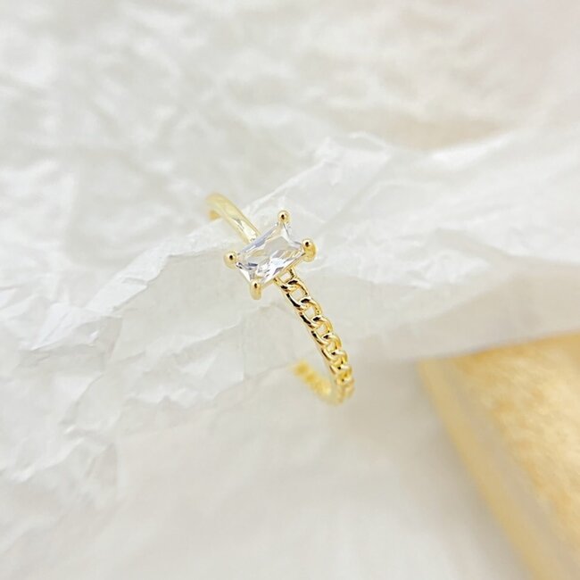 Gold-Diamant-Ring mit Link-Detail