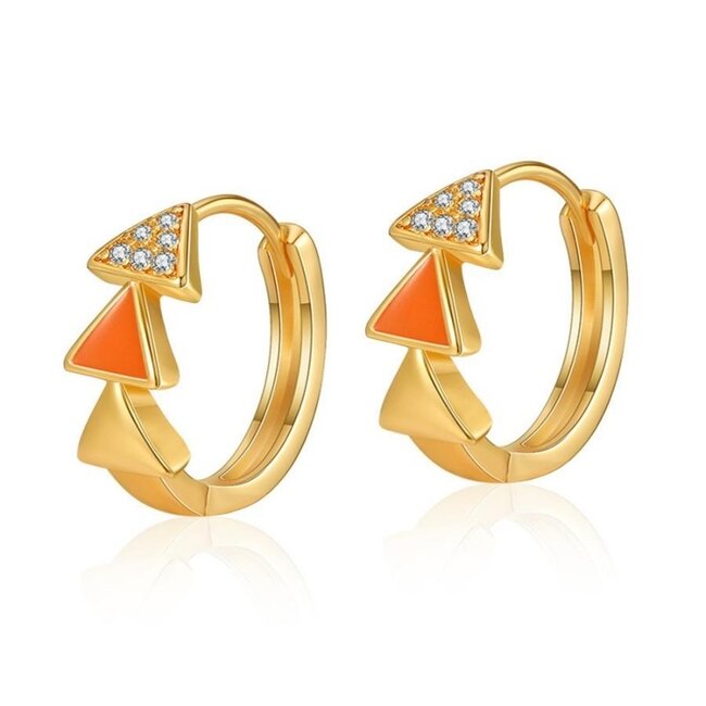 Goldring-Ohrringe mit orangefarbenem Dreieck