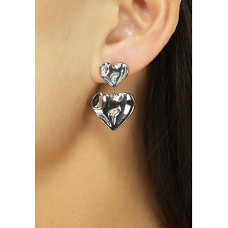 NEW1303 Double Hearts Ohrringe Silber