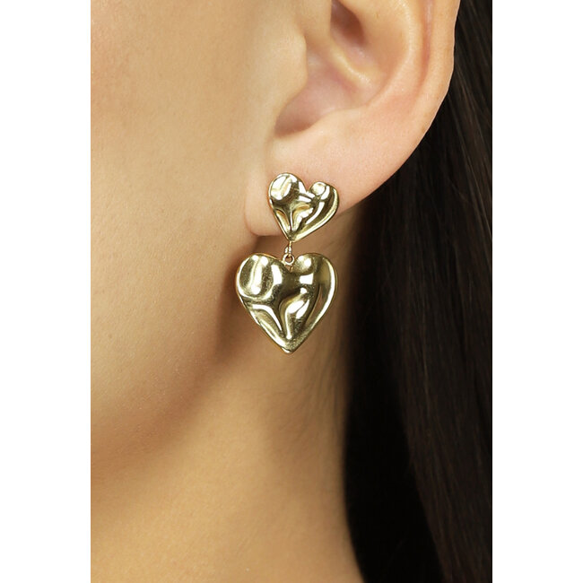 NEW1303 Gold-Ohrringe mit Herzen