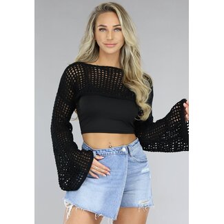 Schwarzer gehäkelter Boho-Bolero