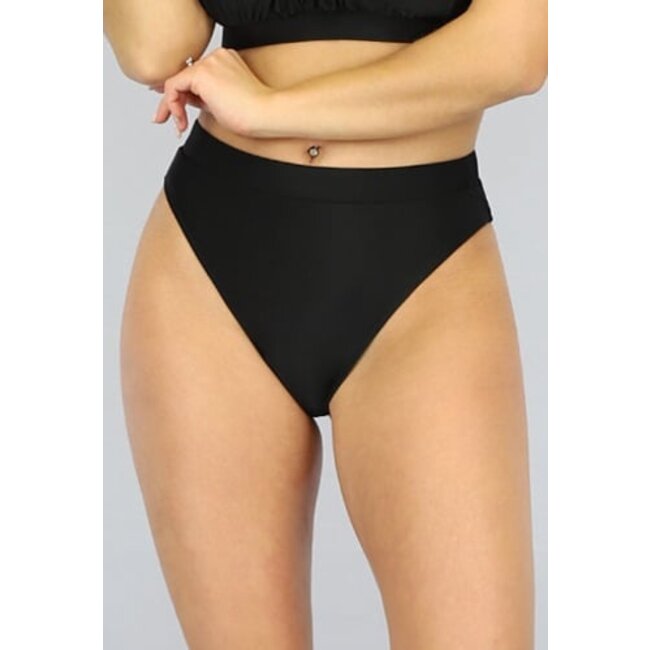 Schwarzer High Waist Cheeky Bikini Bottom