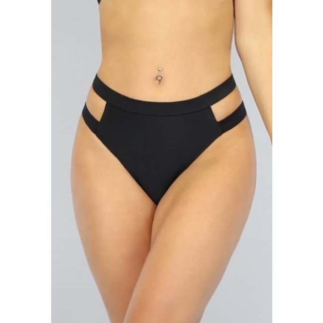 Schwarzes Maxi-Bikini-Unterteil mit Trägern