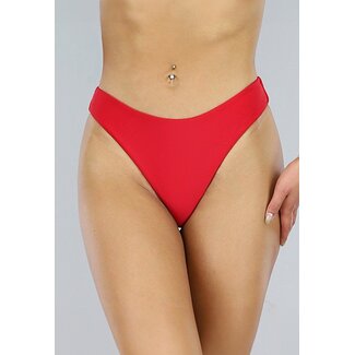 Basic Rot Hochgeschnittenes Bikini-Unterteil