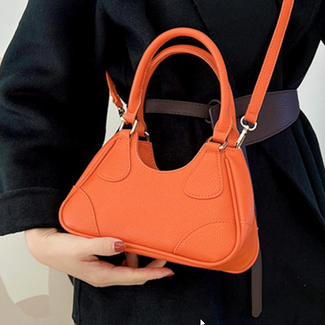 NEW2903 Kleine orangefarbene Handtasche mit goldenen Details