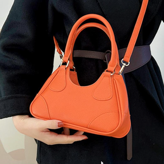 ORANJE-F Kleine orangefarbene Handtasche mit goldenen Details