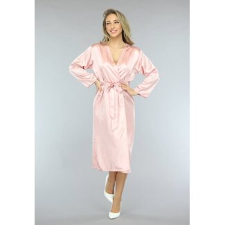 Satin Look Kimono lang in Rosa