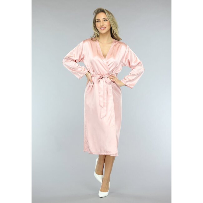 Satin Look Kimono lang in Rosa