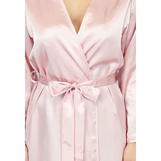 Satin Look Kimono lang in Rosa