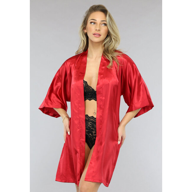 Glänzender roter Satin Kimono