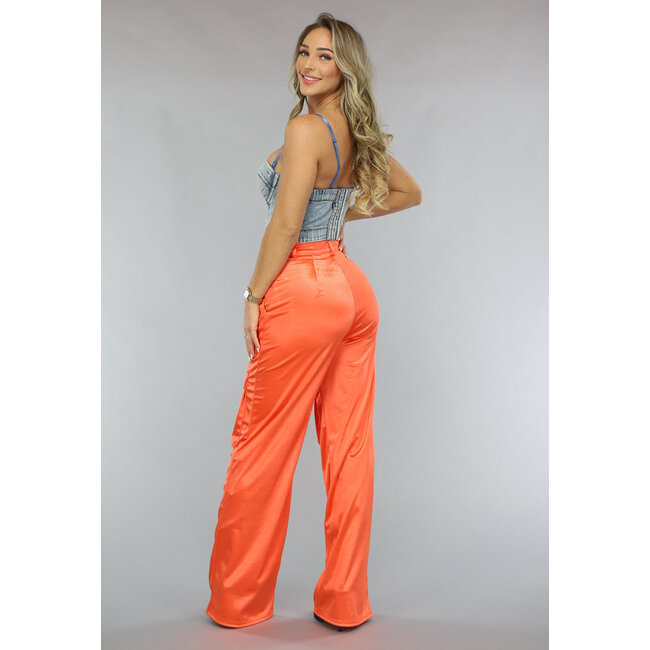 Satin Orange Weit geschnittene Cargohose