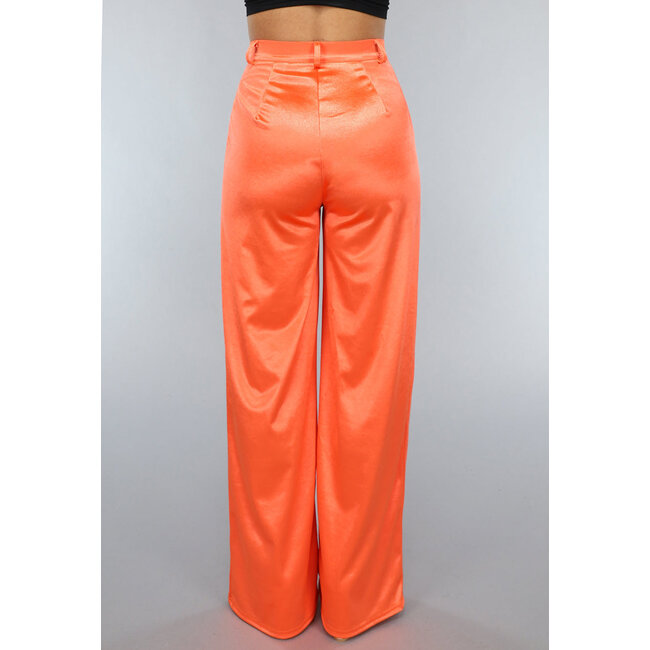 Satin Orange Weit geschnittene Cargohose