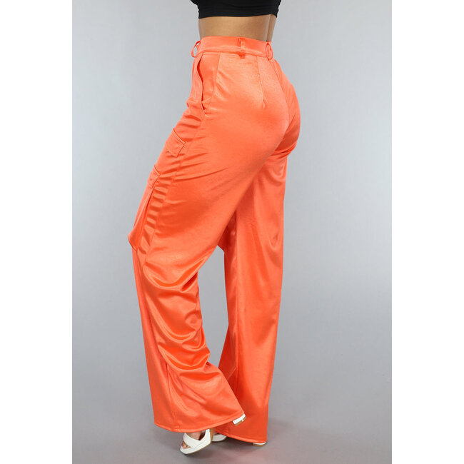 Satin Orange Weit geschnittene Cargohose