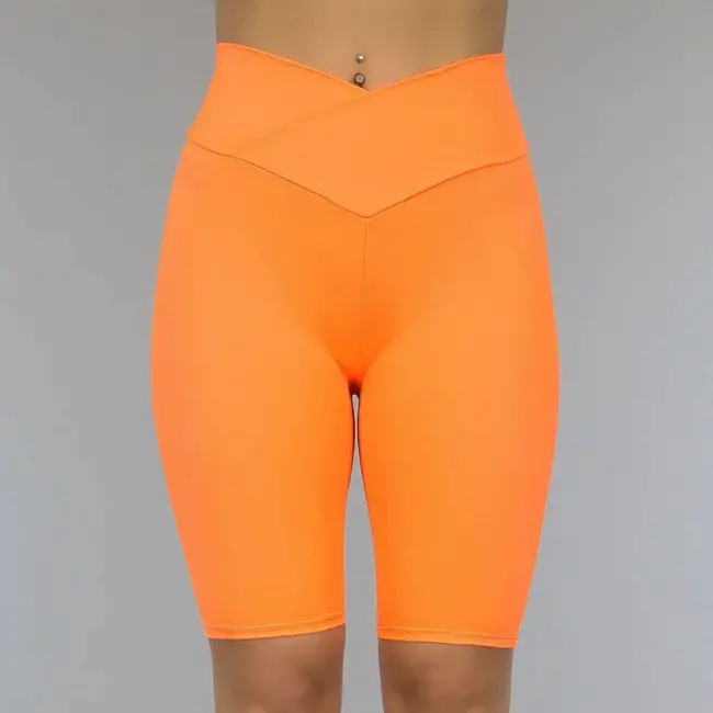 BF2023 Orangefarbene Biker Short mit gekreuztem Riemen