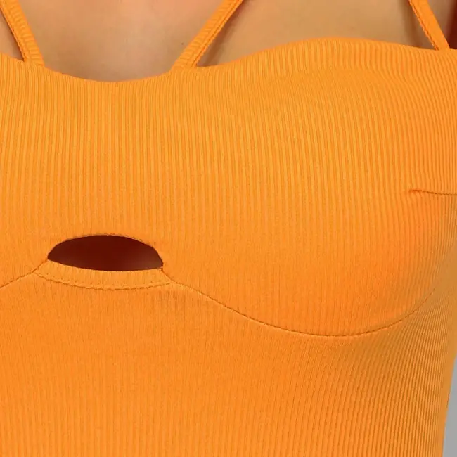 Orangefarbenes Bodycon-Kleid mit Trägern und Pads