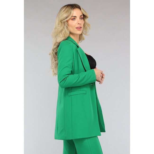 Dunkelgrüner halblanger Blazer mit Stretch