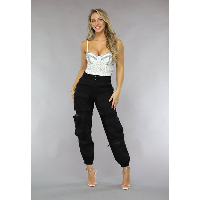 Weißes konturiertes Glitzer-Top mit Korsett-Look