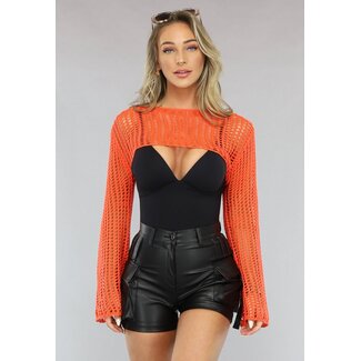 Orange gehäkelter Bolero