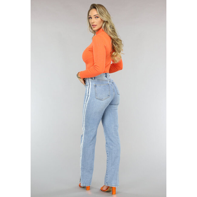 Orangefarbener Rippenbodysuit mit langen Ärmeln