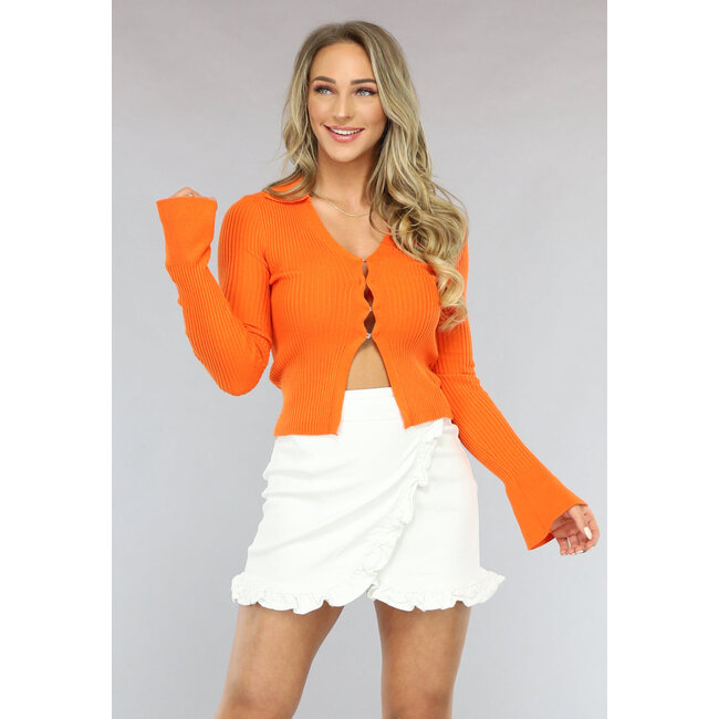 Orangefarbenes Poloshirt mit Hakenverschluss