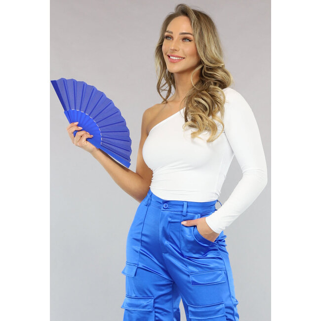 Satin Royalblaue Cargohose