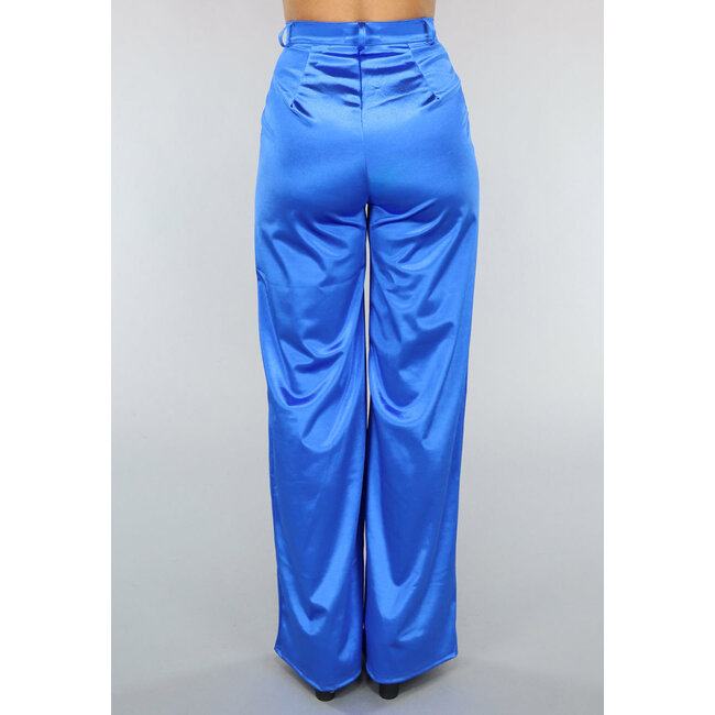 Satin Royalblaue Cargohose