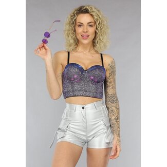 Lila holografisches Glitzer-Bustier