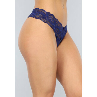 Dunkelblauer Spitzen-Schmetterlings-Tanga