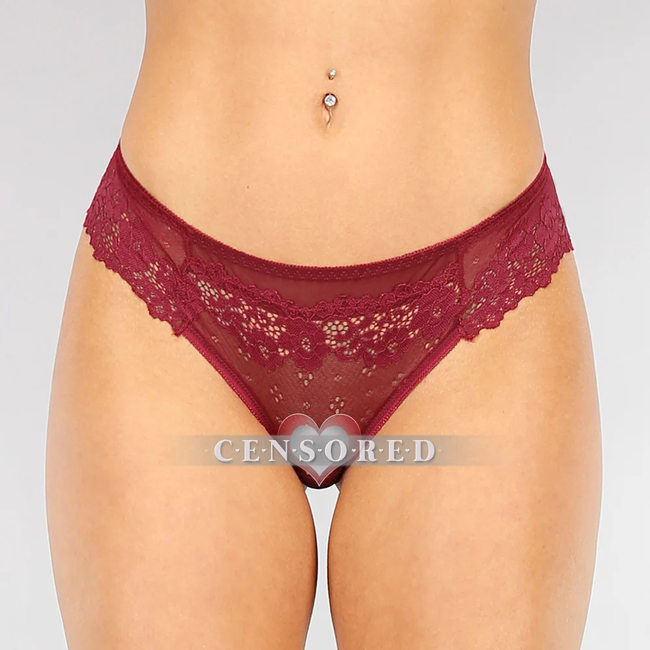 Roter Mesh-Tanga mit Spitzendetails